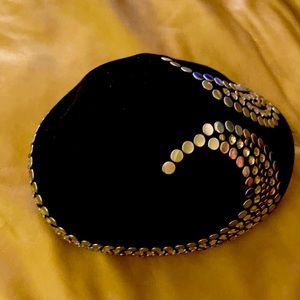 Frank olive black beaded & studs vintage hat